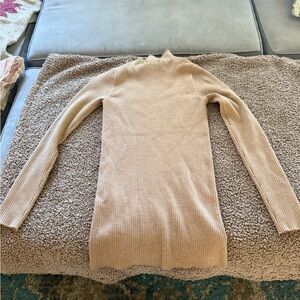 Hatch Women's Beige Ribbed Turtleneck Sweater Size 1 Equates to a Small